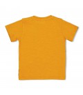 T-shirt Sunset Club - Happy Camper - Okergeel
