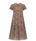 NoBell Mian s/sl maxi wide dress with small turtle neck in Leopard AOP