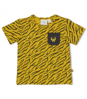 Feetje T-shirt AOP - Go Wild - Okergeel melange