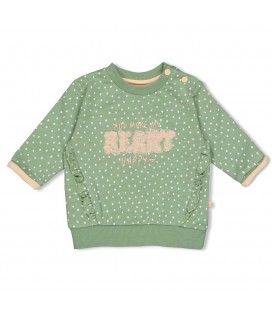 Feetje Sweater AOP - Hearts - Groen