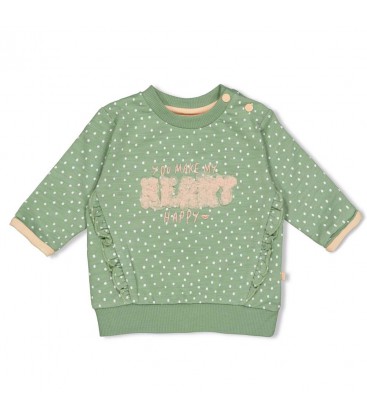 Feetje Sweater AOP - Hearts - Groen