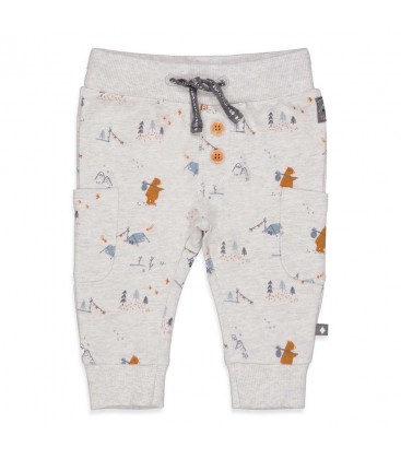 Feetje Broek AOP - Griddly Bear - Grijs melange