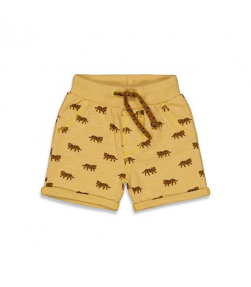 Feetje Short AOP - Hey Tiger - Okergeel