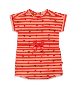 Feetje Jurk streep - Papaya Punch - Rood