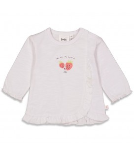 Feetje Longsleeve ruches - Berry Sweet - Wit