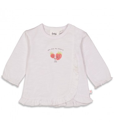 Feetje Longsleeve ruches - Berry Sweet - Wit