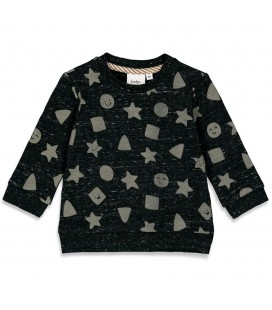 Feetje Sweater AOP - You Make Me Smile - Antraciet melange