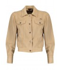 NoBell Bodhy twill button up indoorjacket with teddy collar - Beige