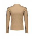 NoBell Karen fine rib jersey top with piping detail at sleeve - Beige