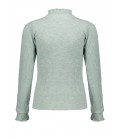 NoBell Kooka melange rib jersey puffed sleeved top+smock at neck and sleeve end - Minty Grey