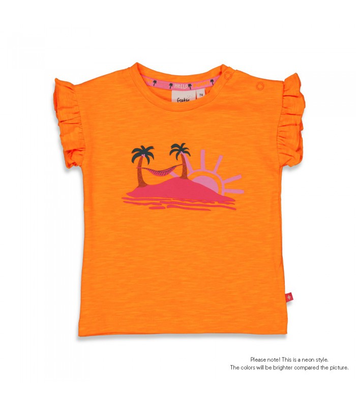Notitie Ik zie je morgen droom Feetje T-shirt - Sunny Days - Neon Oranje - Mamos Kinderkleding
