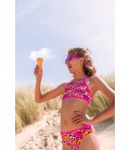 Just Beach aop bikini with crossed straps at backside - Blocked leo