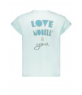 NoBell Kasis crew neck tshirt s/sl with print LOVE PEACE & YOU - Spa Blue