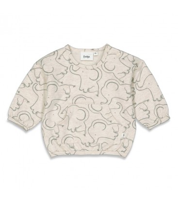 Feetje Sweater - Elephant - Offwhite melange