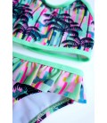 Just Beach aop bikini with braided backside and ruffle pants - Tropical palms