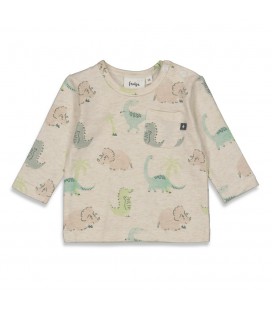 Feetje Longsleeve AOP - Cool-A-Saurus - Zand Melange