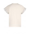 NoNo Kebou tshirt short embroidered sleeves with HAPPY print - Pearled Ivory