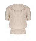 NoBell Tommy B blouse s/sl with smocked waistband - Pearled Ivory