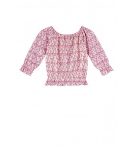 Nono Tiny AOP Flower plissee top with 1/2 sleeves