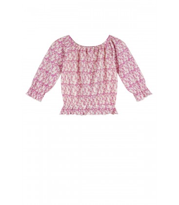 Nono Tiny AOP Flower plissee top with 1/2 sleeves