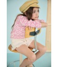Nono Tiny AOP Flower plissee top with 1/2 sleeves