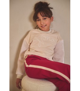 Nono Konono Sweater with velvet contrast sleeves
