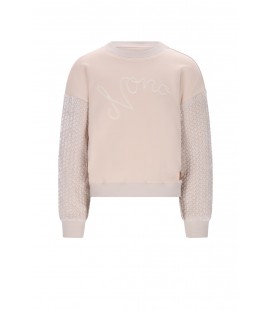 Nono Konono Sweater with velvet contrast sleeves