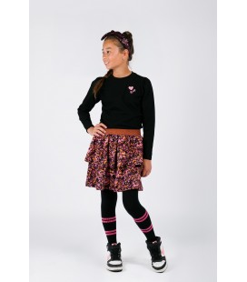 Daphne B.Nosy girls dress with 2-layer printed skirt