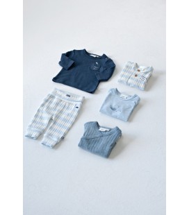 Feetje Broek rib met streep - Blue Ocean