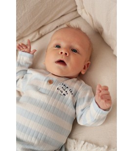 Feetje Longsleeve rib met streep - Blue Ocean