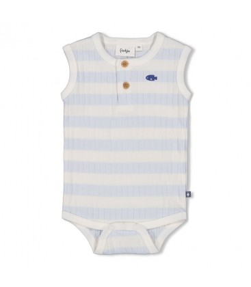 Feetje Romper rib met streep k/m - Blue Ocean