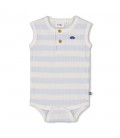 Feetje Romper rib met streep k/m - Blue Ocean
