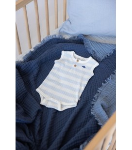 Feetje Romper rib met streep k/m - Blue Ocean