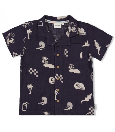 Sturdy Overhemd k/m AOP mousseline - Lagoon Legends