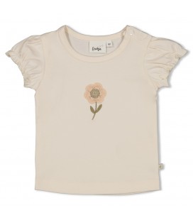 Feetje T-shirt met crochet bloem - Let Your Dreams Blossom