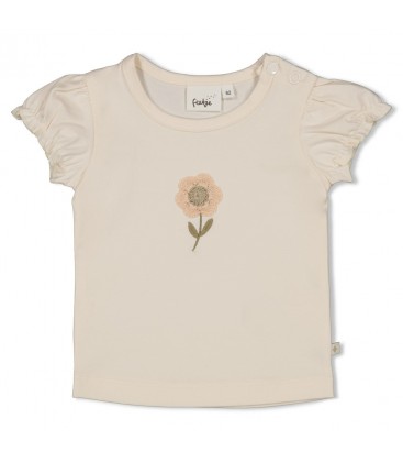 Feetje T-shirt met crochet bloem - Let Your Dreams Blossom