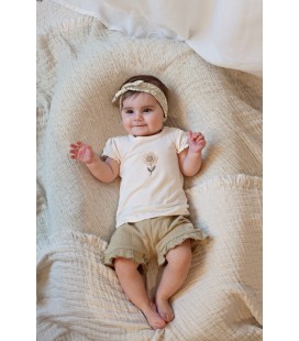 Feetje T-shirt met crochet bloem - Let Your Dreams Blossom