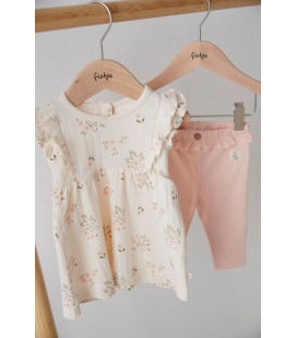 Feetje Jurk pointelle rib AOP k/m - Let Your Dreams Blossom