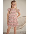 Miron Plisse Dress with balloonsleeve