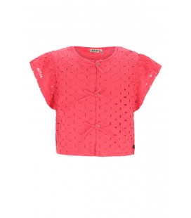 Charlotte Flo girls broderie anglaise blouse with fake bow closure