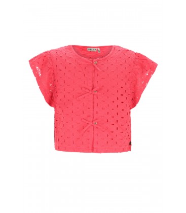 Charlotte Flo girls broderie anglaise blouse with fake bow closure