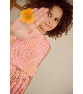 Miral Striped Plisse Sleeveless dress