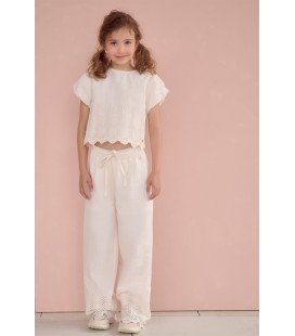 Sunet Pants with embroidered borders at hem