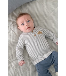 Feetje Longsleeve rib met streep - Breakfast Buddy