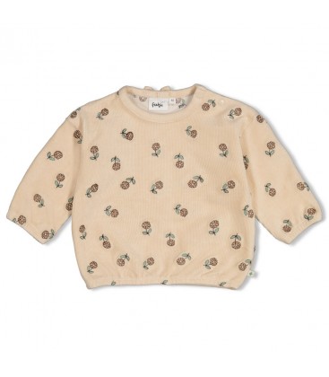 Feetje Sweater velours rib met borduursels - Lucky Bloombird