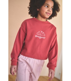 Kuya soft furry cropped sweater Croissant print