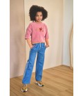 Kaily Oversized Velvet Top Half Sleeve with Bisou Embro