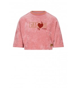 Kaily Oversized Velvet Top Half Sleeve with Bisou Embro